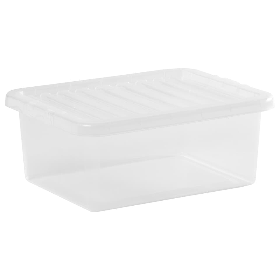 image 1 of Wham Crystal 5 x 17L Stackable Plastic Storage Boxes with Lids Clear Clear