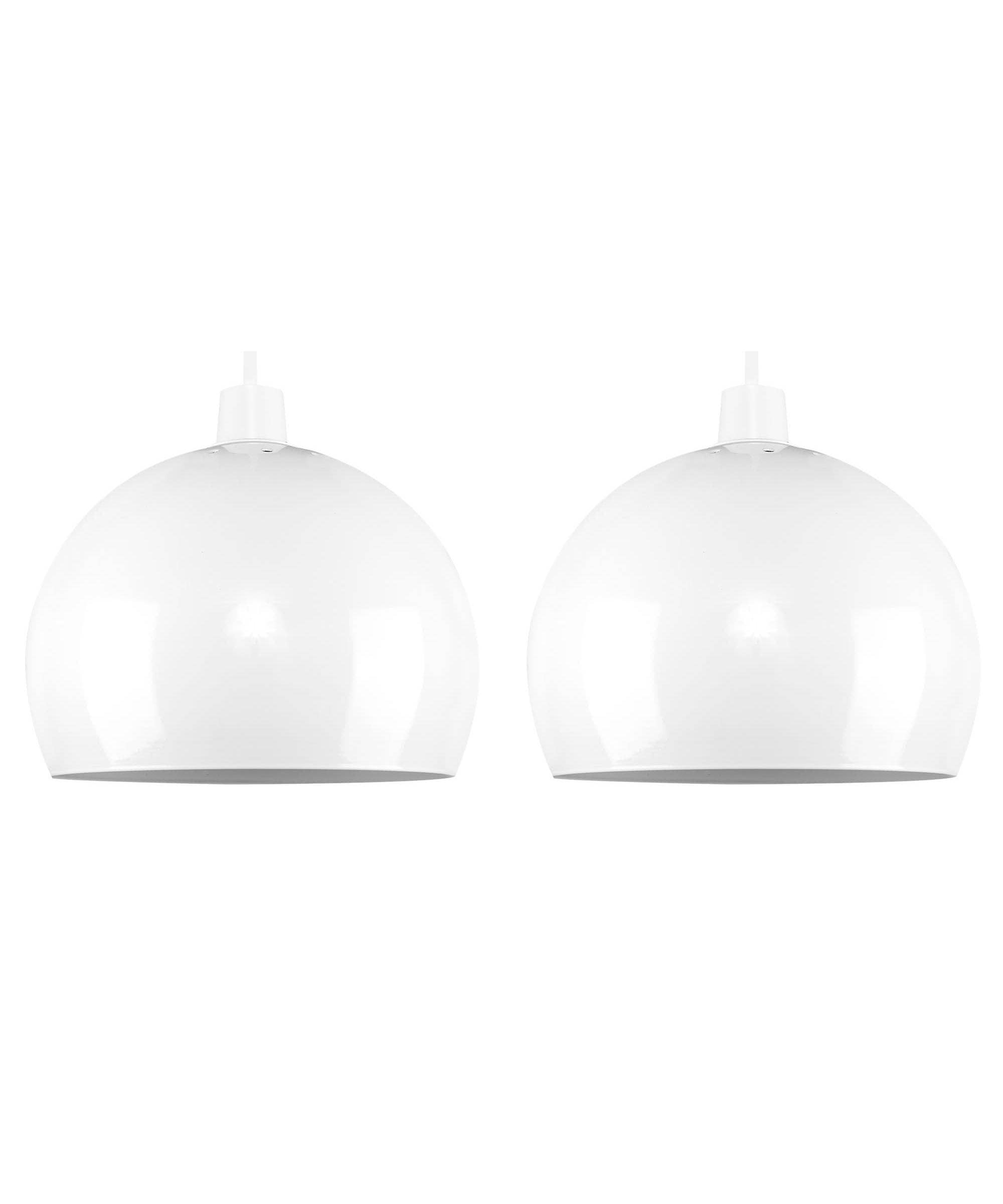 ValueLights Arco Pair Gloss White Dome Ceiling Pendant Light Shades White