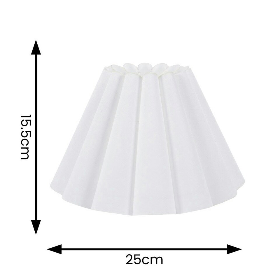 image 1 of ValueLights Lauren White Fabric Pleated Scallop Edge Tapered Ceiling Floor Table Lamp Shade