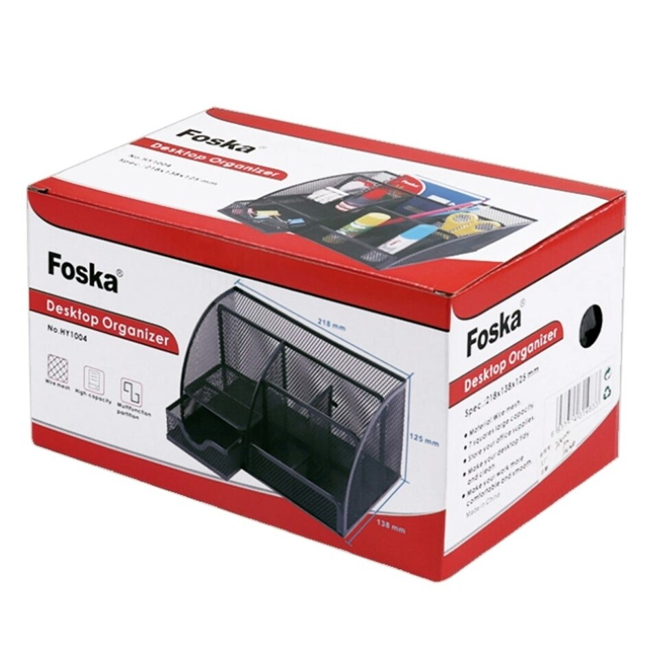 image 1 of 6 Compartment Wire Mesh Desktop Organiser