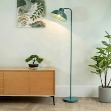 ValueLights Morris Teal Retro Dome Metal Freestanding Floor Lamp with LED Bulb