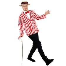 Red and White Striped Blazer Barbershop Costume Red | L