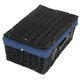 image 3 of 46cm Empty Willow Wicker Picnic Basket with Lining Blue | Blue | One Size