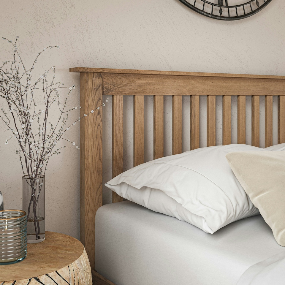 image 1 of Pitlochry Solid Wooden Oak Shaker Style Bed Frame (Double)