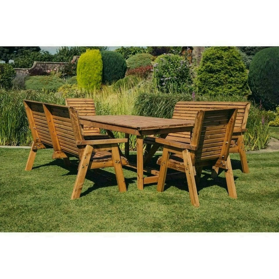 image 1 of Valley 8 Seat Set 2XC 2X3B - Timber - L220 x W330 x H95 cm - Minimal Assembly Required - Set of Waterproof Cushions Included