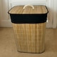 image 5 of Bamboo Laundry Basket with Lid Liner 72L Folding Washing Clothes Bin Hamper Bag Brown