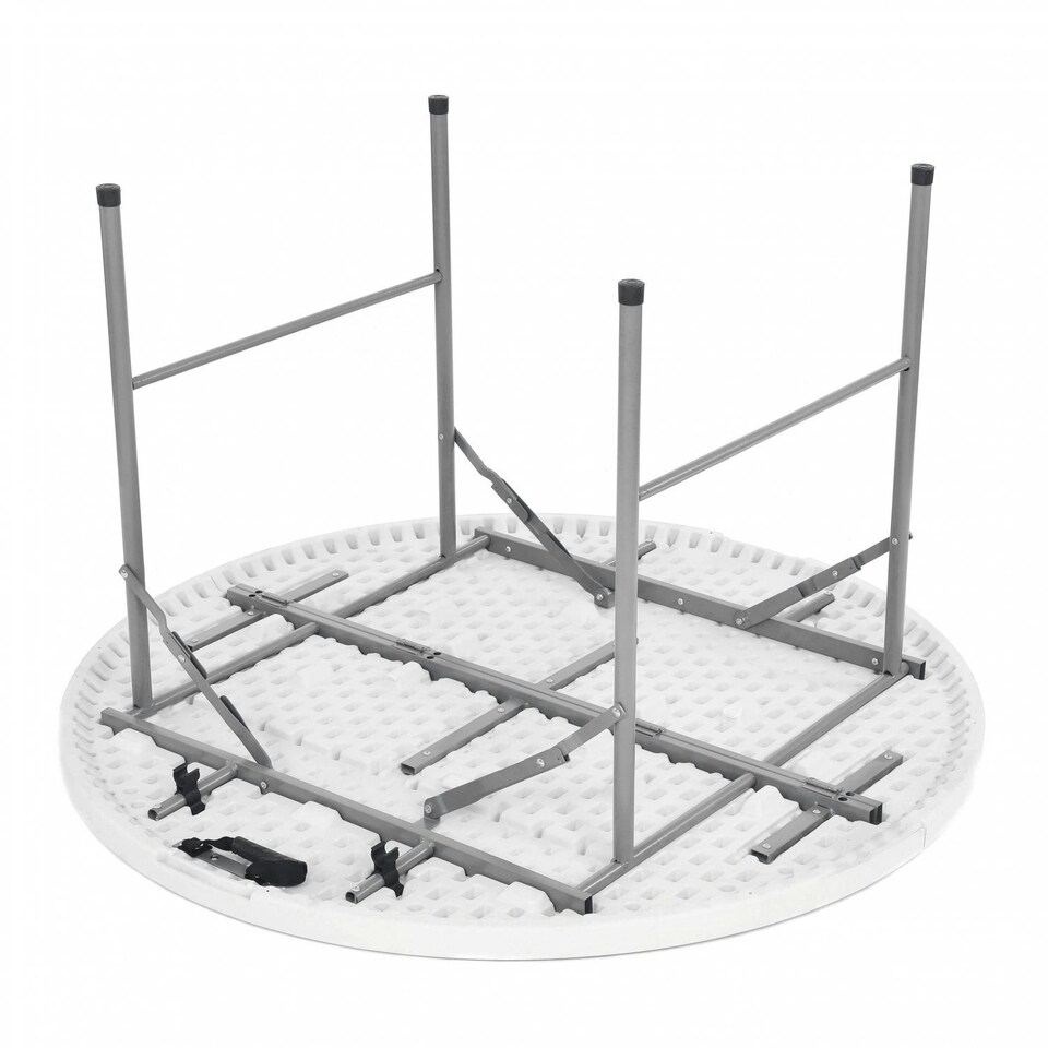 image 1 of Oypla 4ft 1.2m Round Folding Heavy Duty Outdoor Trestle Party Garden Table White