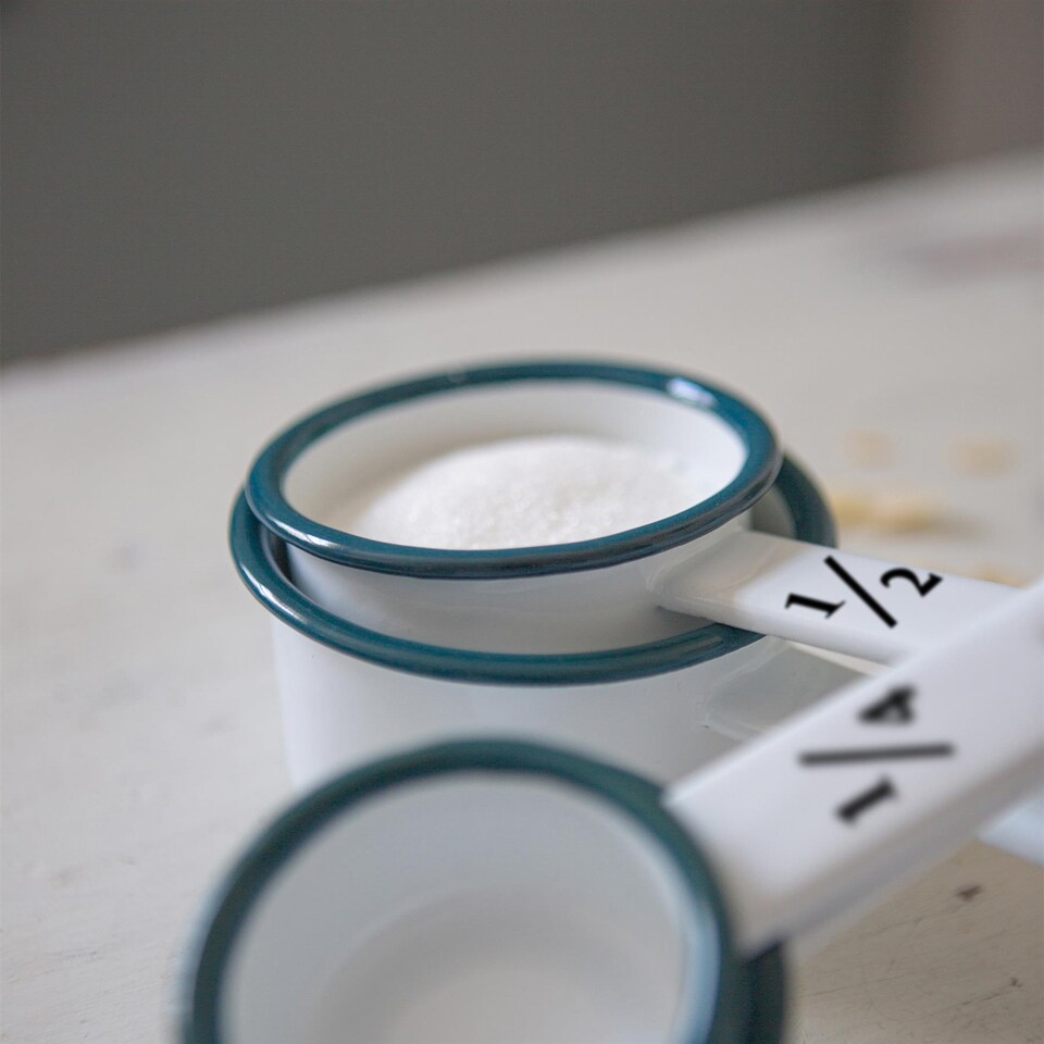 image 1 of Argon Tableware 4pc White Enamel Measuring Cups Set - Green | White | Green