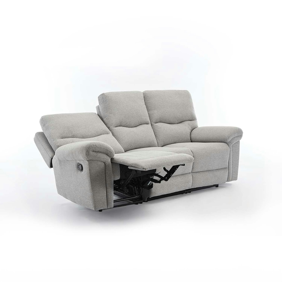 image 1 of Fosse 3 Seater Manual Recliner Fabric Sofa Grey | Light Grey