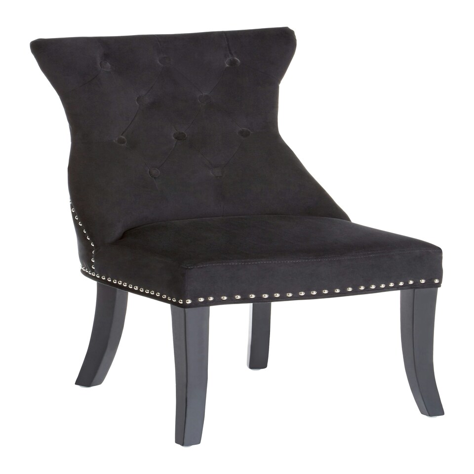 image 1 of Interiors by Premier Black Cotton Velvet Dining Chair, High Quality Velvet Chair, HighBack Accent Chair, Cozy Borg Chair