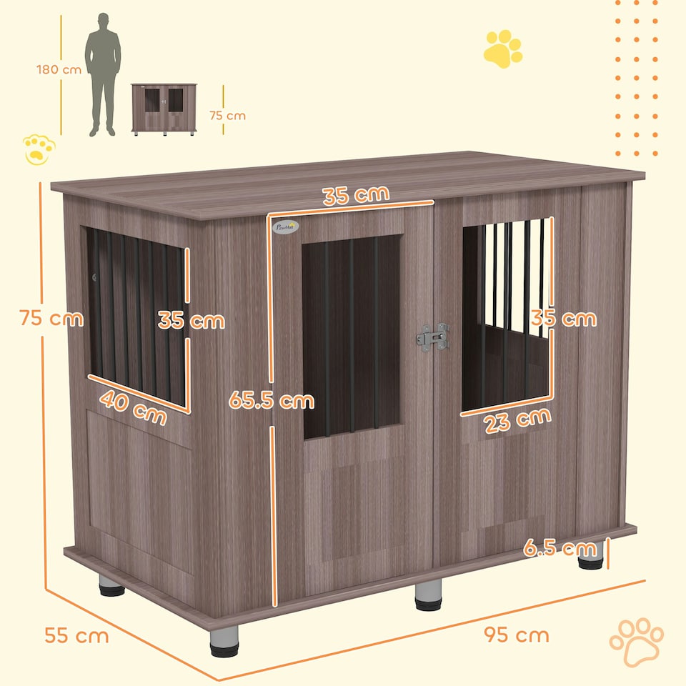 image 1 of PawHut Dog Crate Kennel Cage for Medium Large Dog, Indoor End Table, Purple