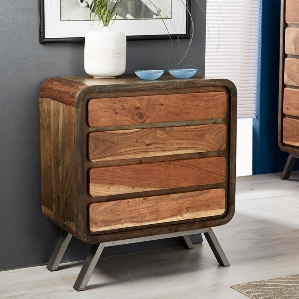 image 1 of Aspen 4 Drawer Wide Chest - Metal/Wood - L38 x W70 x H70 cm