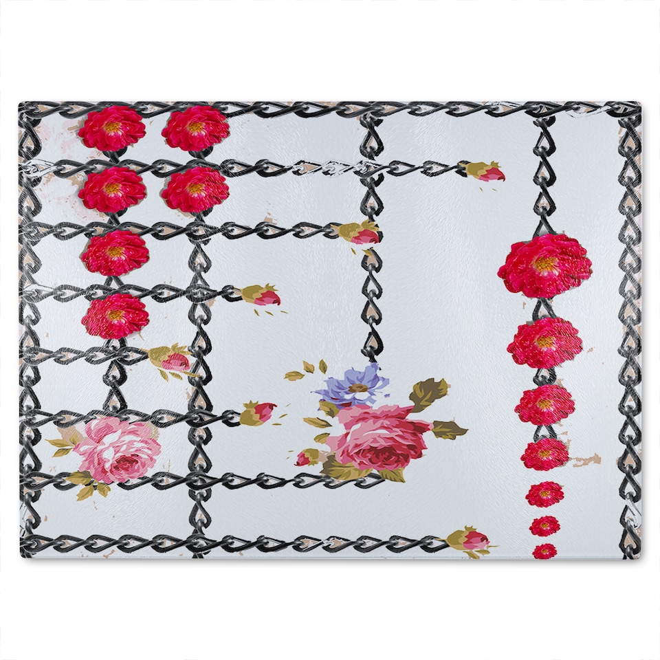 image 1 of Roses & Chains Glass Chopping Board | Multi