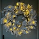 image 6 of 60cm Premium Mixed branch prelit Snow Flocked Christmas Wreath - with timer