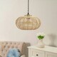 image 3 of ValueLights Romy Wood - Rattan Natural Oval Ceiling Pendant Shade