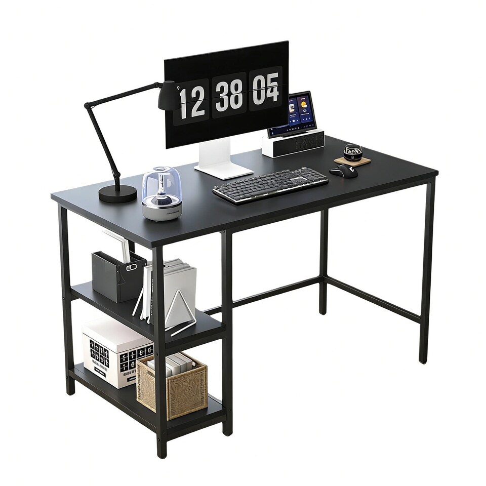 image 1 of MCC Direct Computer Desk with 2 Adjustable shelves - Chicago 120cm Black | Black
