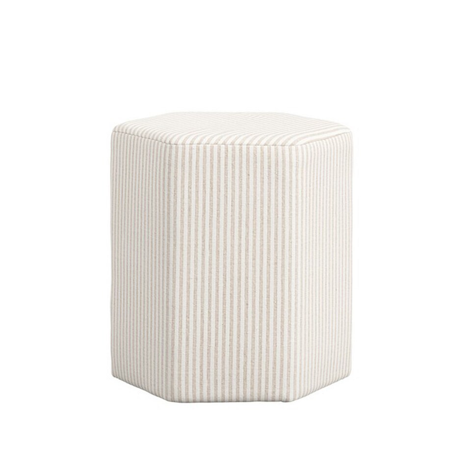 image 1 of Harbour Thin Stripe Stool - Cotton Blend - L42 x W38.5 x H45.5 cm - Beige - Fully Assembled