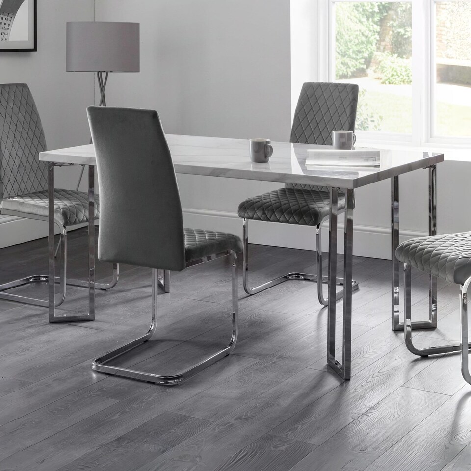 image 1 of Premium Portofino 150cm Marble & Chrome Dining Table
