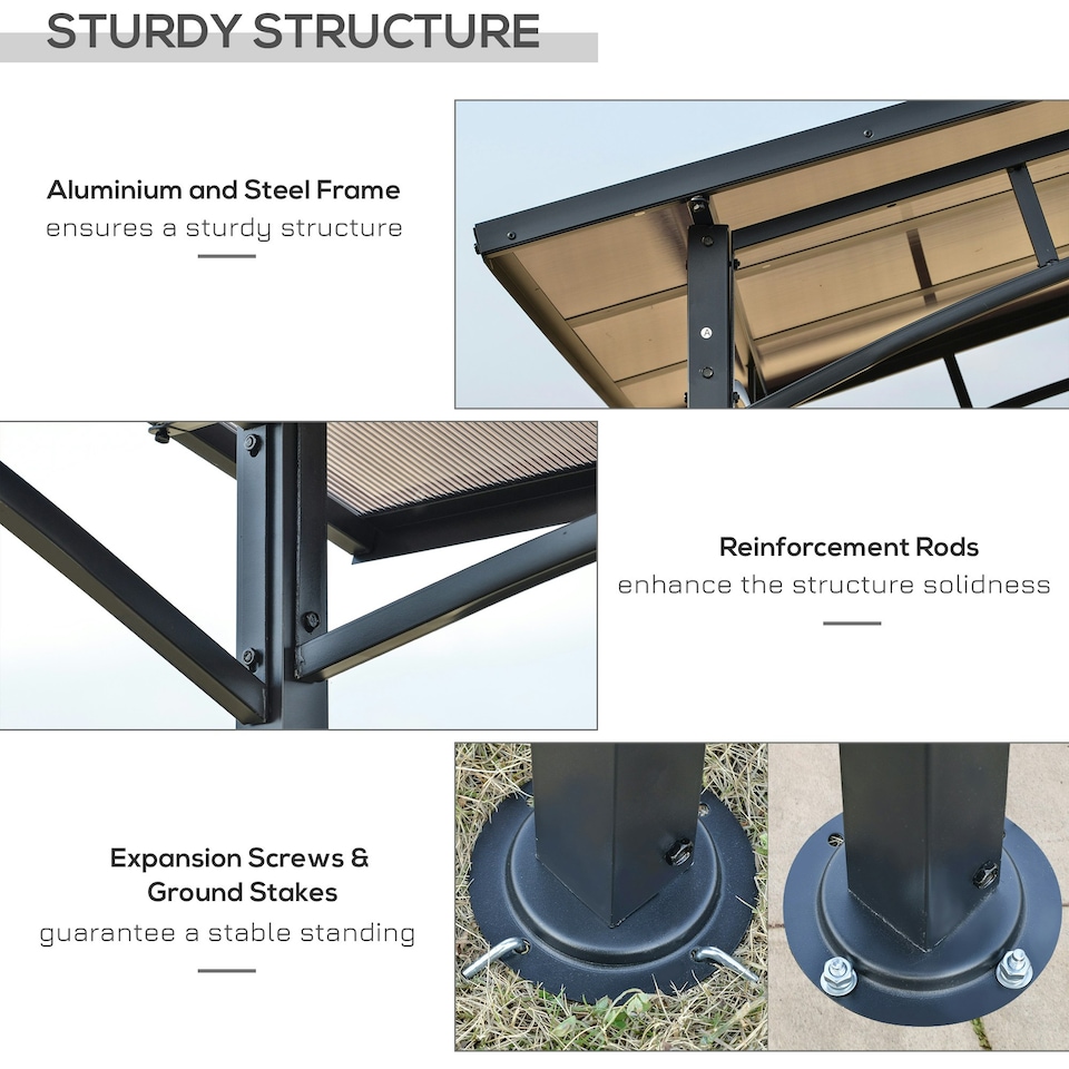 image 1 of Outsunny 8ft x 5ft Outdoor BBQ Protective Gazebo Aluminium Frame w/ 2 Shelves
