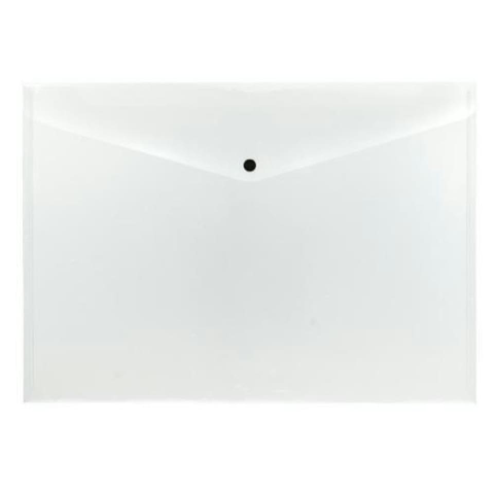 image 1 of Pack of 12 Janrax A4 Clear Document Wallets - Button Stud Folder