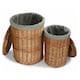 image 2 of Set of 2 Light Steamed Round Linen Basket with Grey Sage Lining | Grey | Grey