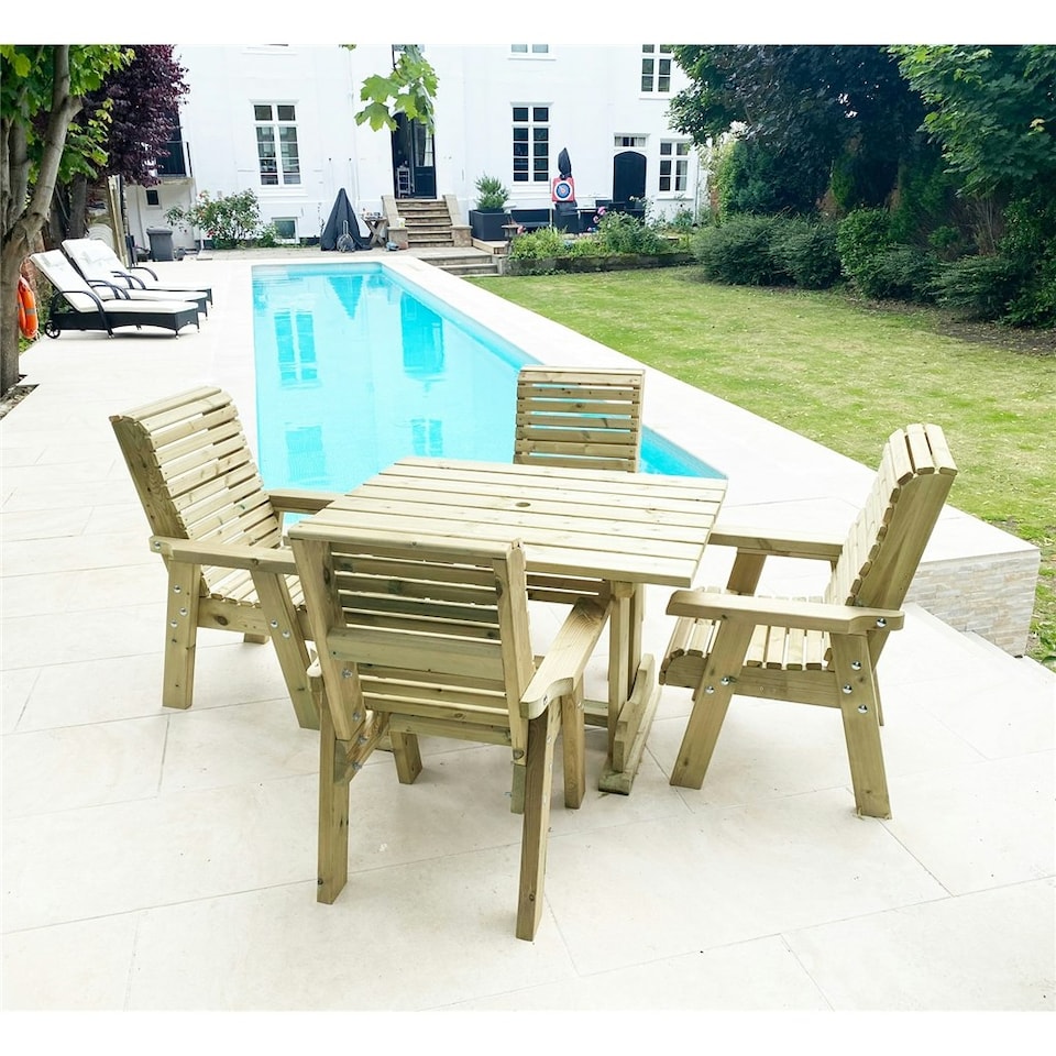 image 1 of Heavy Duty Table and Chair Set - 1 Square Table - 4 Chairs - 4 Seater