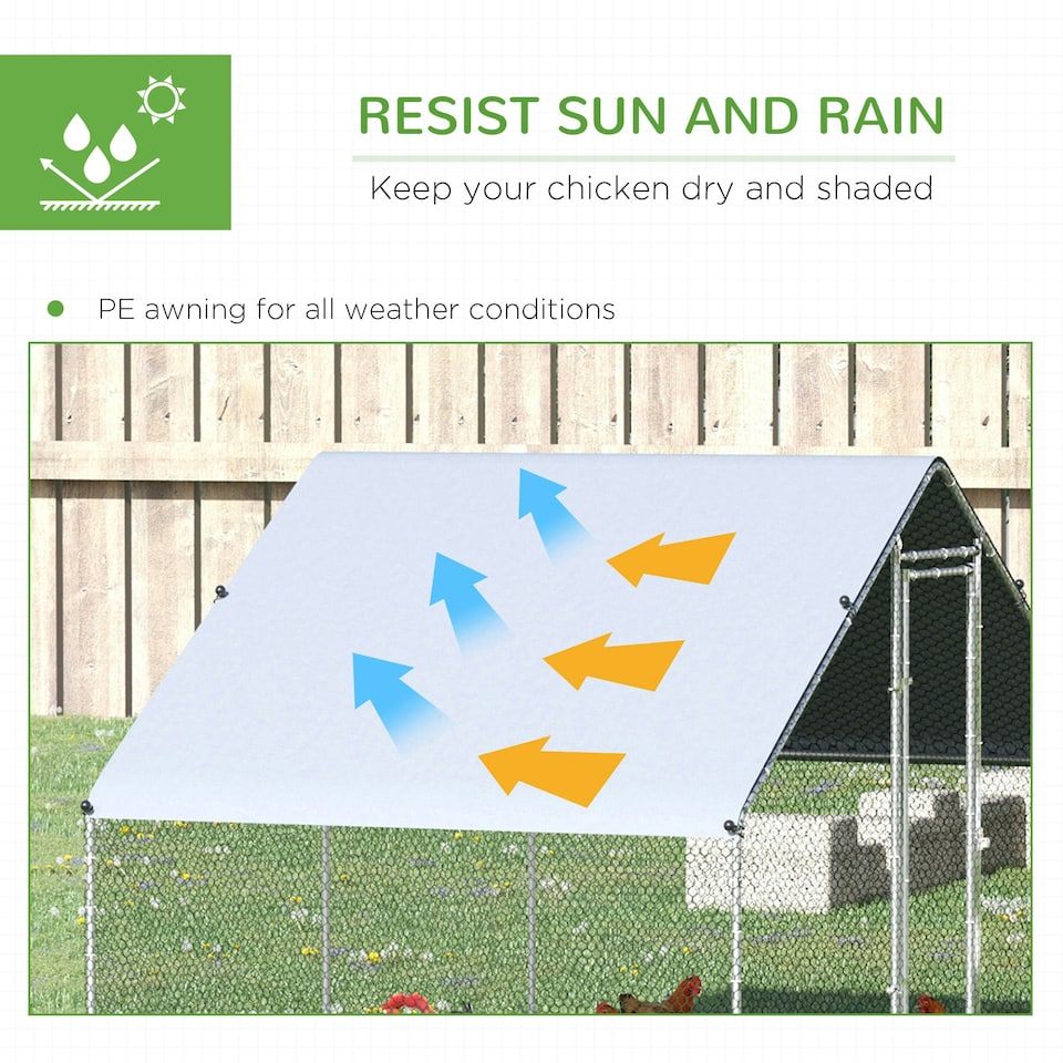 image 1 of PawHut Walk In Chicken Run Large Galvanised Chicken Coop w/ Cover 6 x 3 x 2m