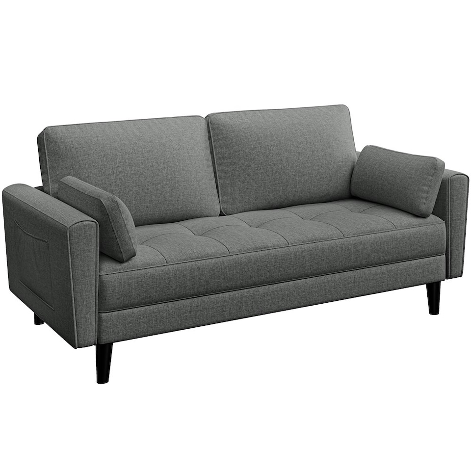 image 1 of Yaheetech Fabric Upholstered Sofa 2 Seater Couch with Tufted Single Seat Cushion Grey | Griege