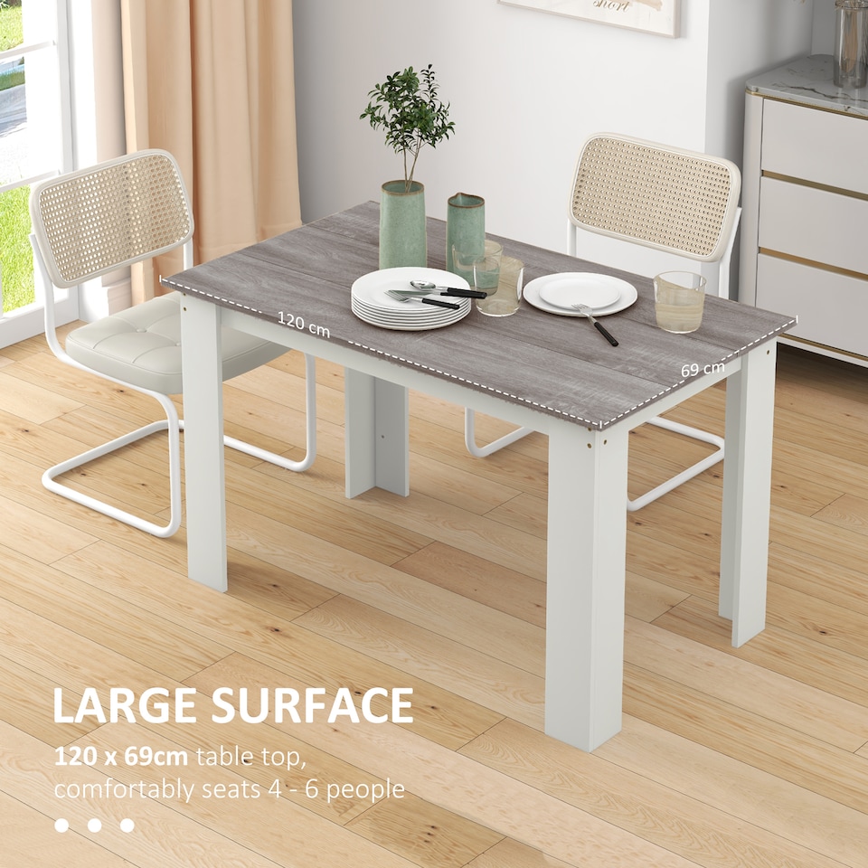 image 1 of HOMCOM Dining Table for 4-6 People, Wood Effect Tabletop