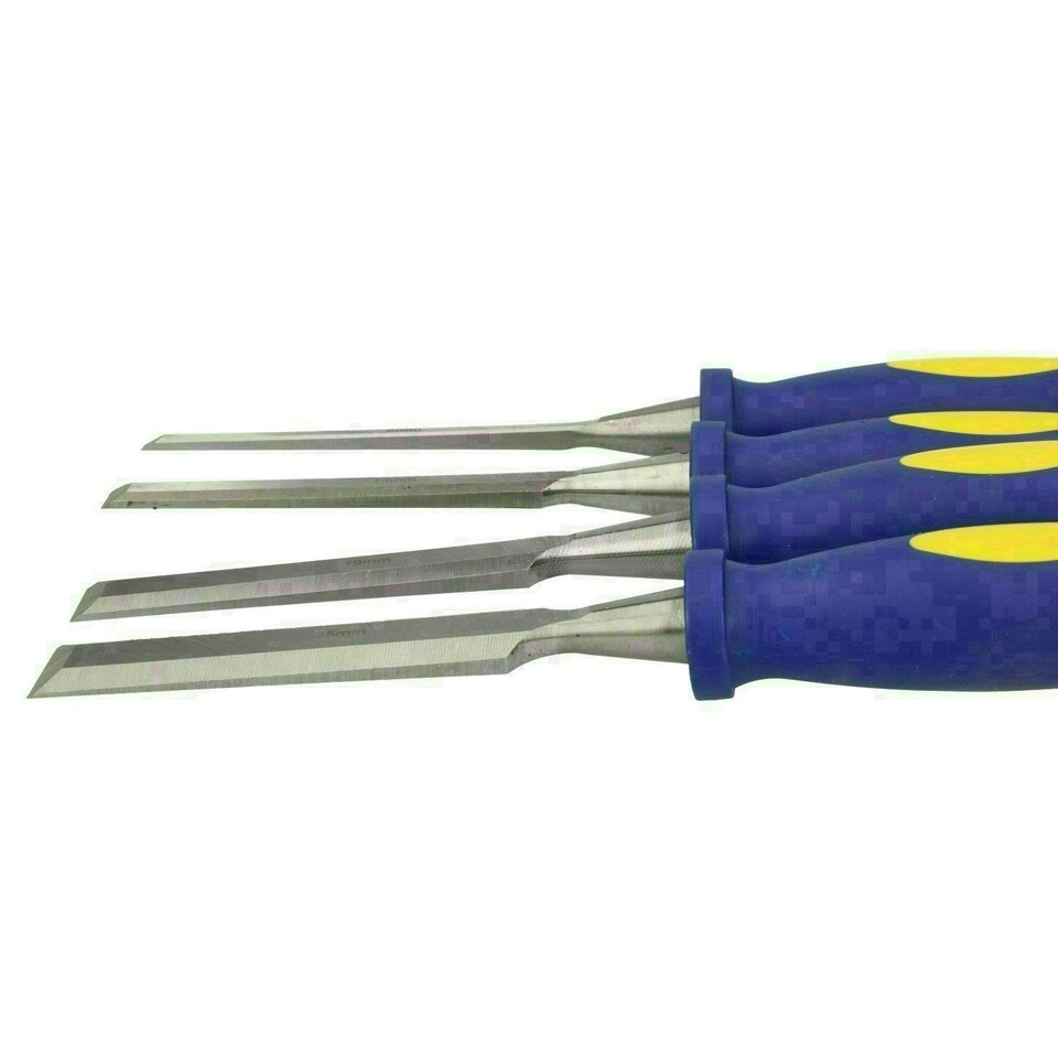 image 1 of 4pc Chisel Carving Wood Work Carpentry Bevel Edge Edged Chisels Woodworking