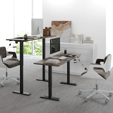 Vinsetto Electric Standing Desk, 140 x 70cm Height Adjustable Sit Stand Desk with 4 Memory Smart Panel, Stand Up Desk for Home Office, Black and Teak