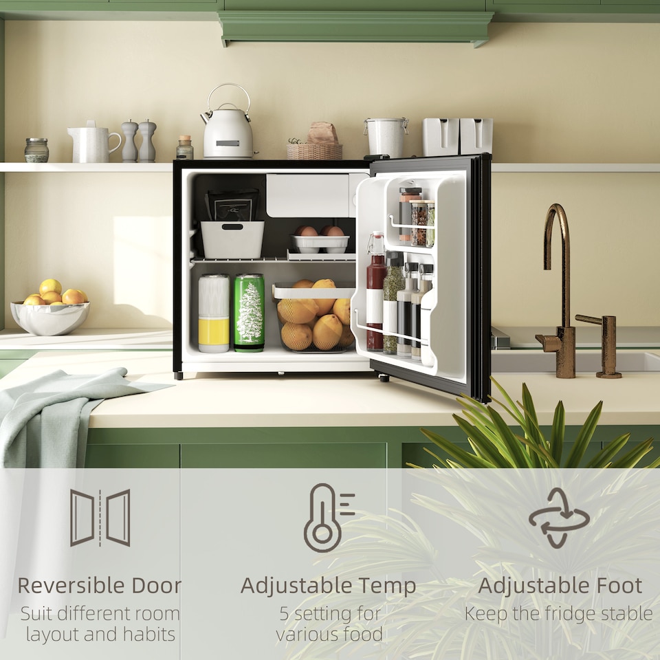 image 1 of HOMCOM 46L Counter Top Fridge Mini Fridge with Lock Chiller Box Black