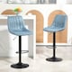 image 2 of HOMCOM Set Of 2 Microfibre Retro Tub Bar Stools Metal Frame Footrest Seat Blue