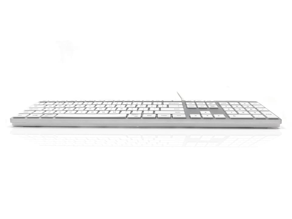 image 1 of Accuratus 301 MAC Keyboard - USB Wired Full Size Apple Mac Multimedia Keyboard with White Square Tactile Keys and Silver Case - White