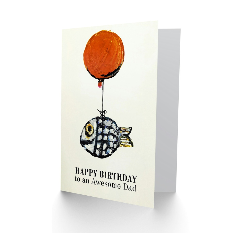 image 1 of Awesome Fun Balloon Fish Fishing Dad Birthday Card