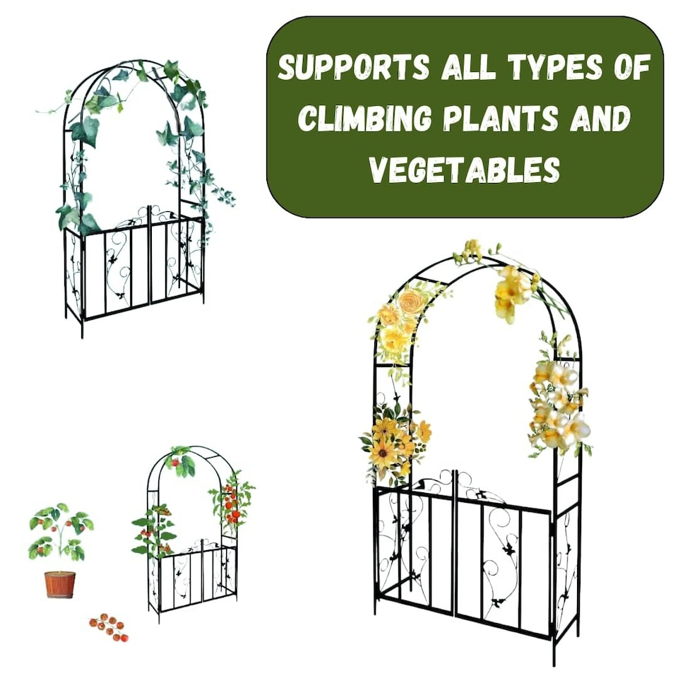 image 1 of Marco Paul 2.1m Steel Frame Garden Arch With Gate