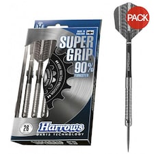 Harrows Supergrip Tungsten Darts (Pack of 3) - Silver/Black - 23g