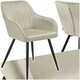 image 1 of Chair Marilyn - velvet look, quilted, continuous backrest, slim steel legs - per piece Cream | Cream/Black