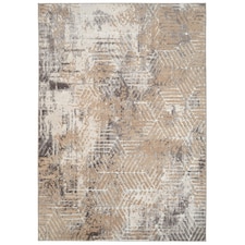 KUKOON Greige Distressed Abstract Geometric Motif Area Rug 80cm x 150cm Cream