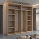 image 3 of Modern Sliding Wardrobe 203cm with Wavy Mirror Design | White, Black, Grey, Oak Finish Brown | Oak203cm 
