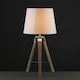 image 2 of ValueLights Clipper Tripod Painted Black Table Lamp with Medium White Tapered Shade and LED Bulb
