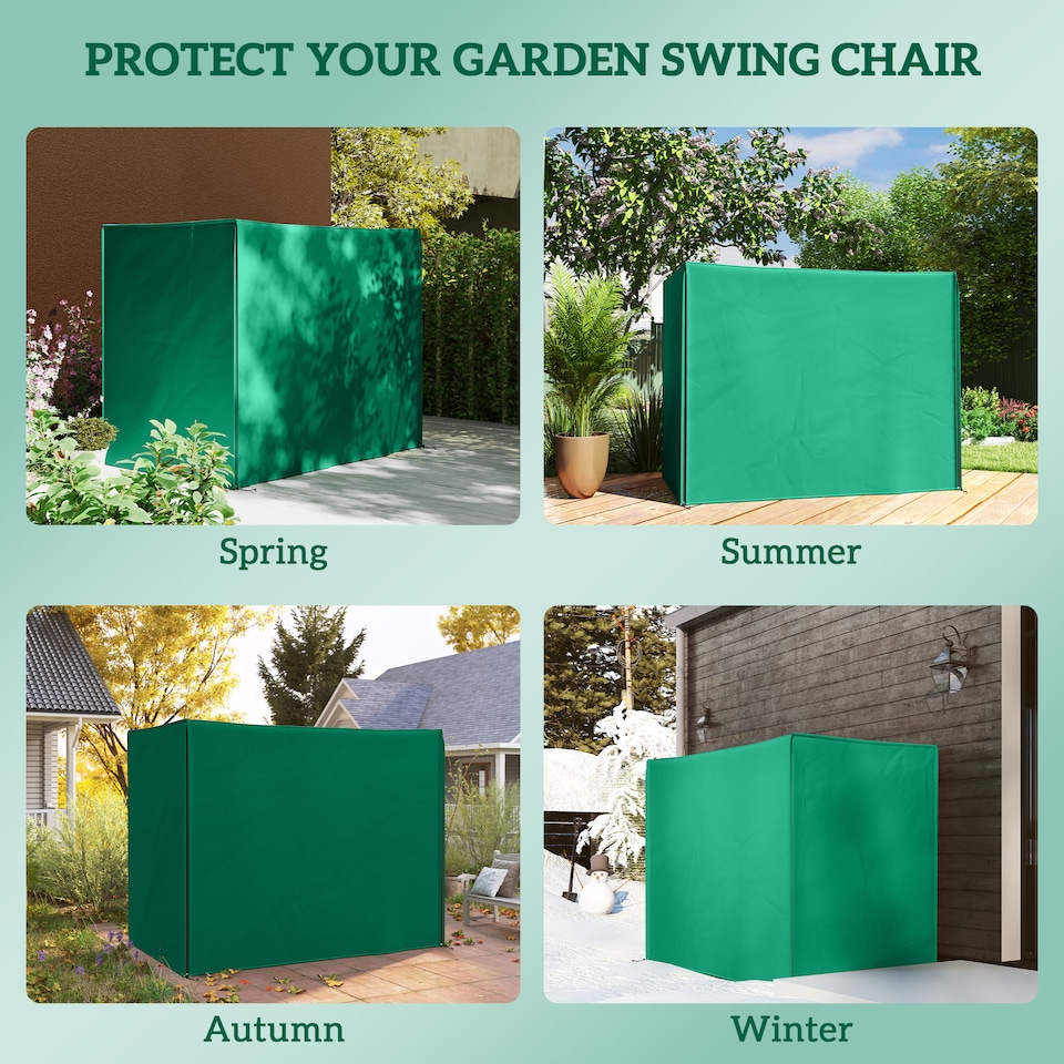 image 1 of Outsunny 3 Seater Garden Swing Cover, Windproof and Anti-UV | Green | Green | 220L x 125W x 172Hcm