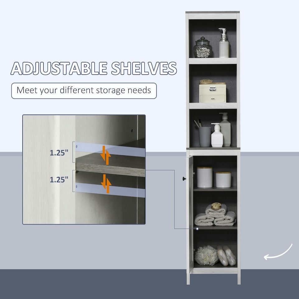 image 1 of kleankin  Bathroom Storage Cabinet w/ Door Cupboard and Adjustable Shelf, White