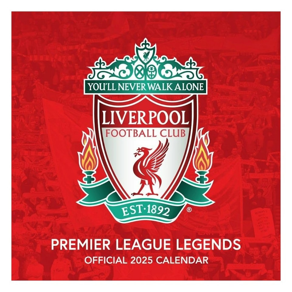 image 1 of Liverpool FC Legends 2025 Wall Calendar - Claret Red/White/Green - One Size