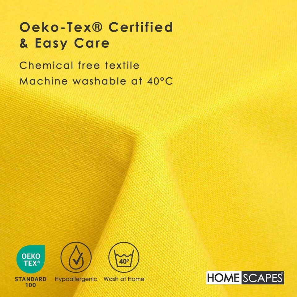 image 1 of Homescapes Yellow Tablecloth - 137 x 228 cm | Yellow | 137cm x 228cm (54" x 90")