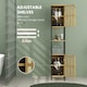image 6 of HOMCOM Tall Bathroom Storage Cabinet, Slim Bamboo Bathroom Cabinet with 2 Open Compartments, 2 Slatted Doors and Adjustable Shelves, Black