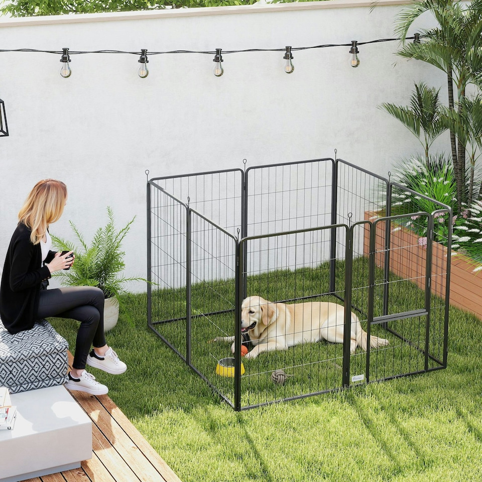 image 1 of PawHut Eight-Panel Dog Playpen with Door, for Indoor, Outdoor, 100cm Tall | Multi | Not provided