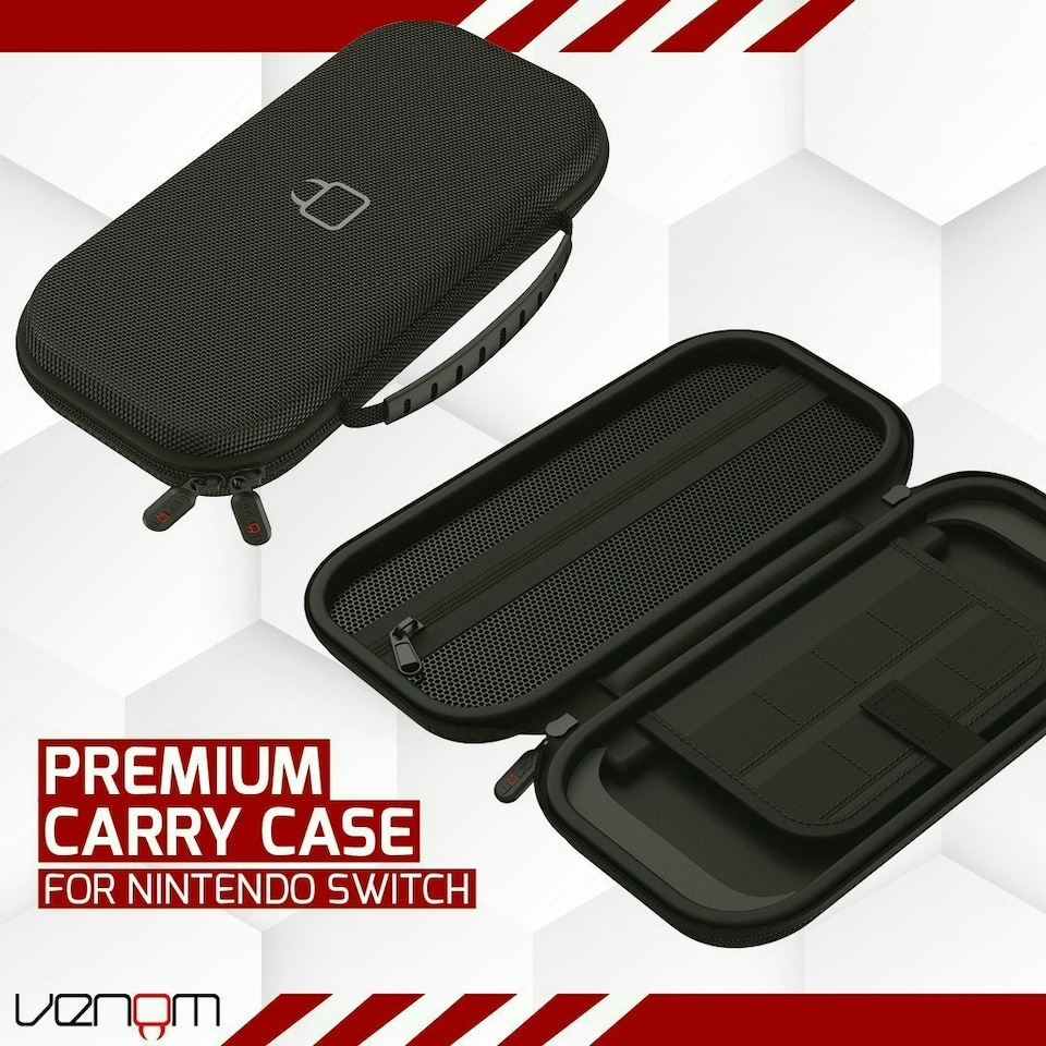 image 1 of Venom Nintendo Switch Carry Case and Screen Protector Black