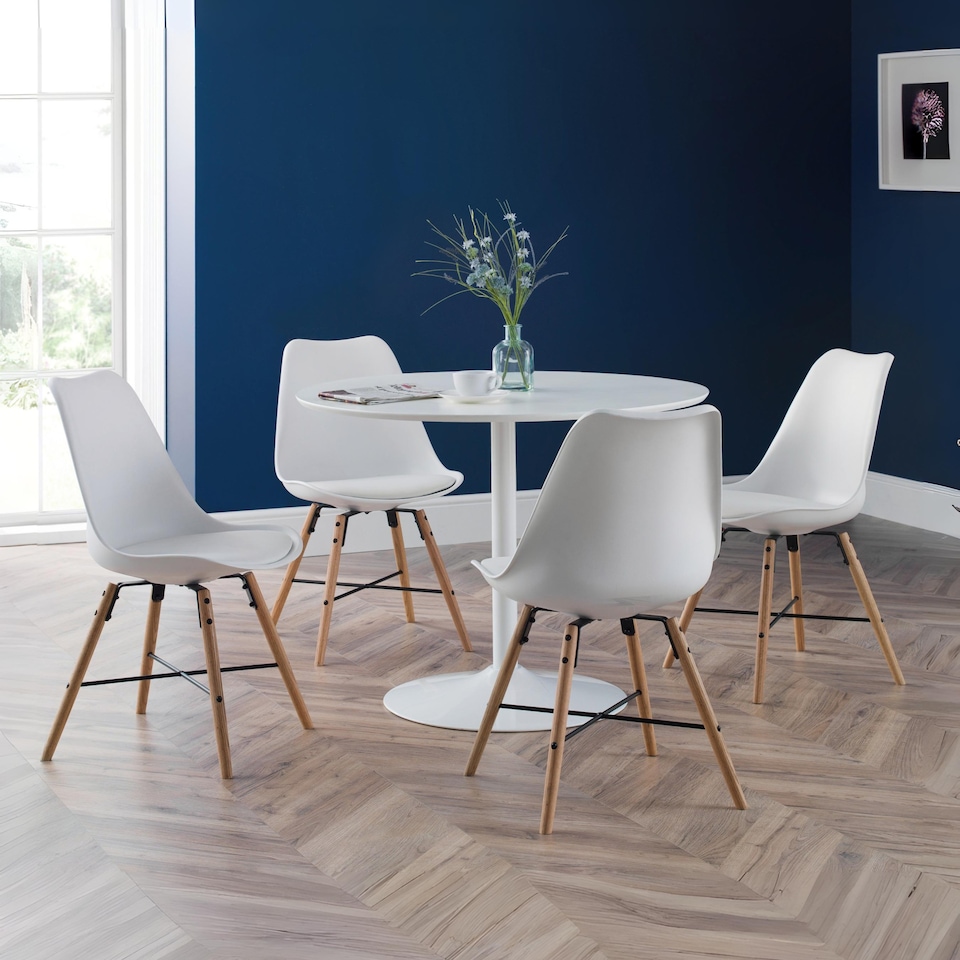 image 1 of Blanco Round White Pedestal Table