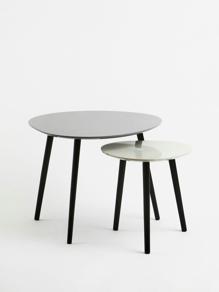 image 1 of Orsina Grey Set of 2 Nesting Tables, Triangular Nest of Tables with Three Legs, Sturdy Side Tables for Home, Office
